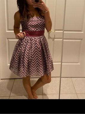 Purple Stripped Homecoming Dress